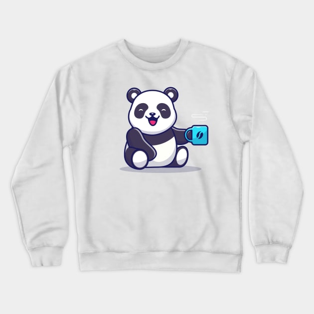 Cute Panda Holding Cup of Coffee Crewneck Sweatshirt by Catalyst Labs